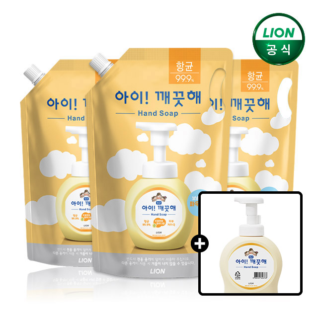 아이깨끗해 대용량 핸드워시 1.8L 3개+490ml 공용기