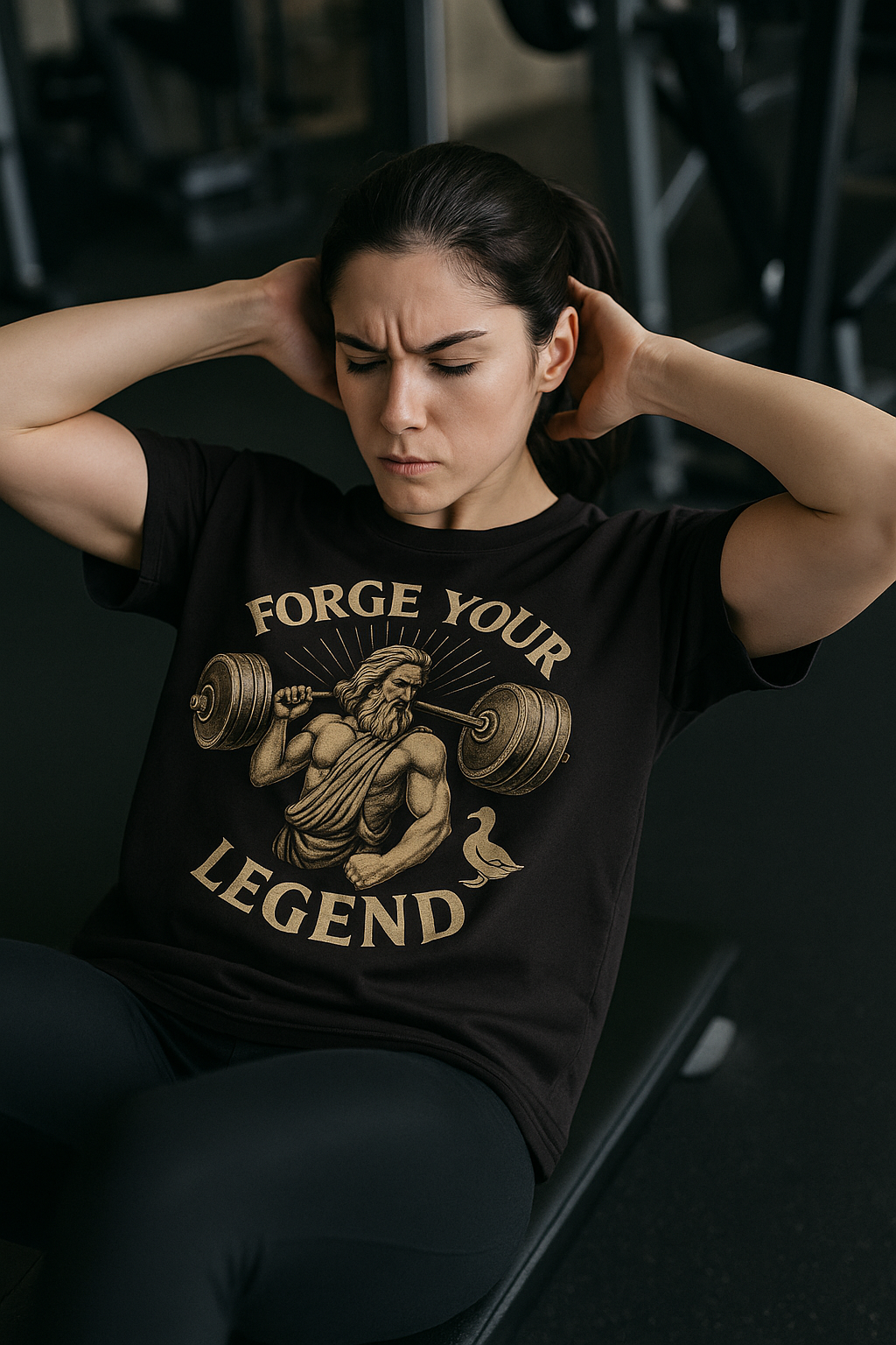 BLUEDUCKS _ 루즈핏 폴리 드라이 소프트터치 반팔 티셔츠 (공용)_Forge Your Legend _ 웨이트 트레이닝 - 상세 이미지 2
