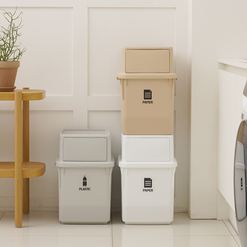 [도착보장] 내츄럴 가정용 재활용 분리수거함 35L 대용량 분리수거통 쓰레기통