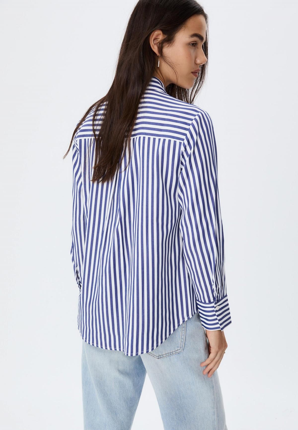 스트라디바리우스 스트라이프 오버핏 포플린 긴팔 셔츠 6010/635 NAVY BLUE - 상세 이미지 4