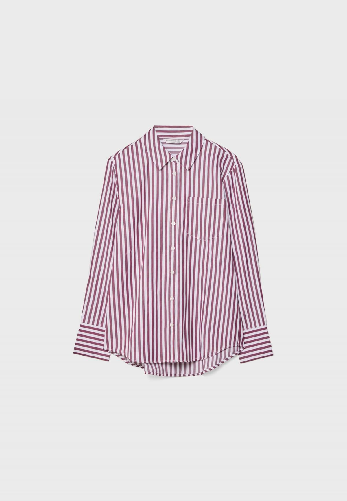 스트라디바리우스 스트라이프 베이직 포플린 포켓 긴팔 셔츠 6010/635 PURPLE - 메인 이미지