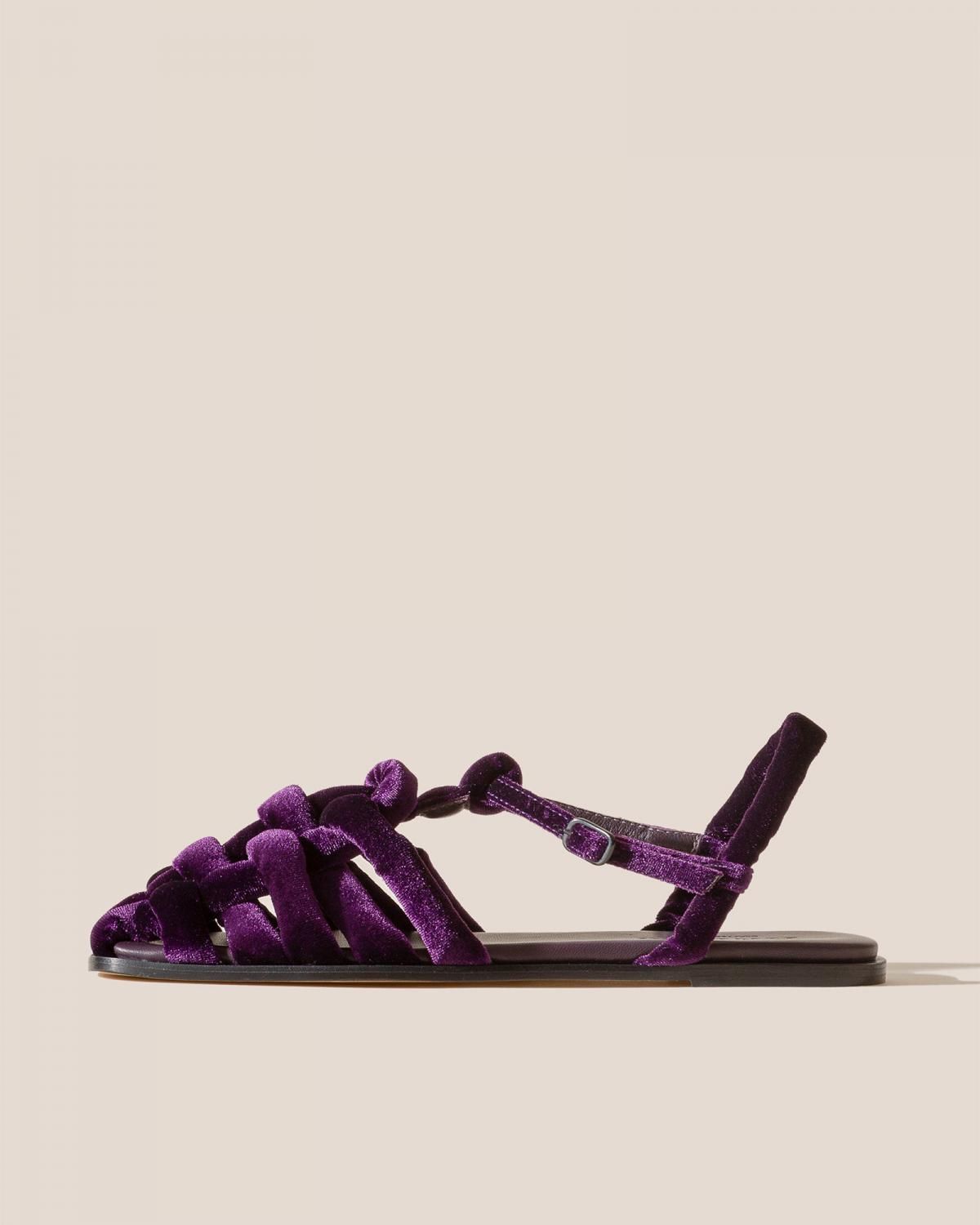 헤레우 CABERSA 벨벳 패딩 피셔맨 샌들 14893947584844 DARK PURPLE - 상품 이미지