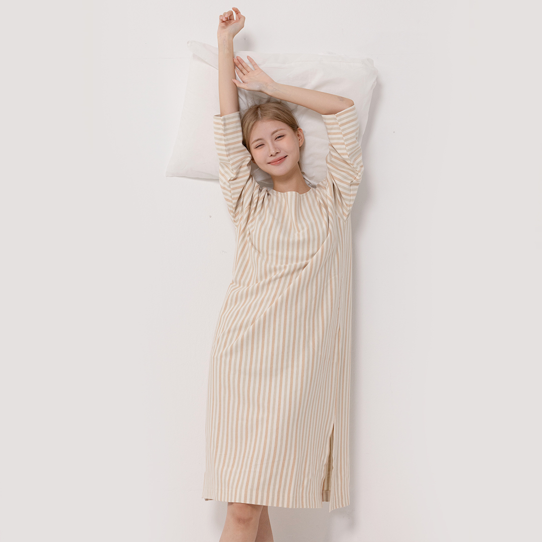 싸이클린 스르르 100% 오가닉 순면 수면 잠옷 원피스 여성실내복  홈웨어 선물 - 상세 이미지 2