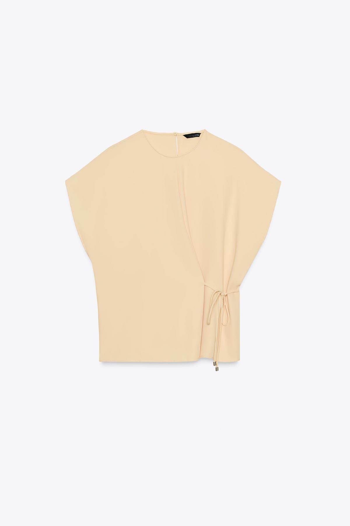 자라 라운드넥 레이스업 반팔 블라우스 8793/308 YELLOW - 메인 이미지