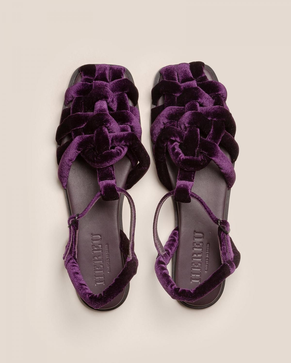 헤레우 CABERSA 벨벳 패딩 피셔맨 샌들 14893947584844 DARK PURPLE - 상세 이미지 2