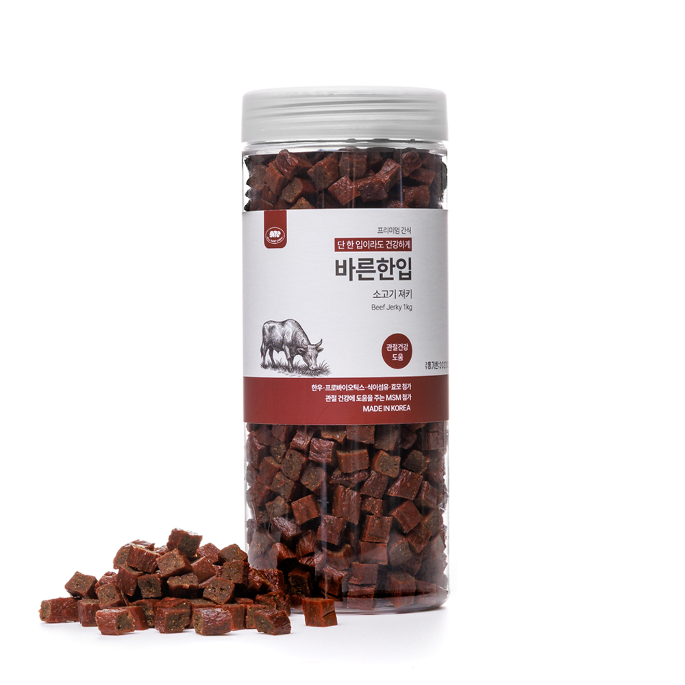 올댓츄 바른한입 소고기 져키 강아지 노즈워크간식 1kg 훈련용 시니어간식 이미지 2