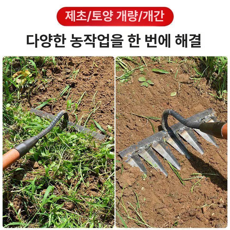 밭갈이 농기구 김매는 텃밭 톱니 이랑 쟁쇠 갈고리 멍강 4치 화초 괭이 - 상세 이미지 4