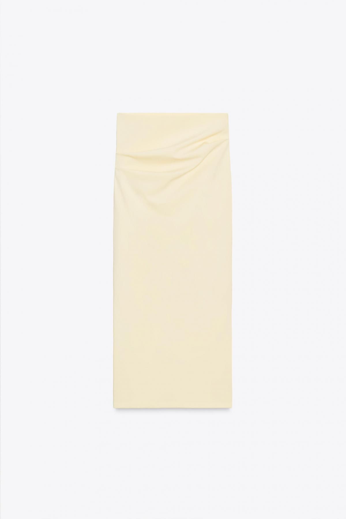 자라 텍스처드 하이웨이스트 미디 스커트 3641/813 YELLOW - 메인 이미지