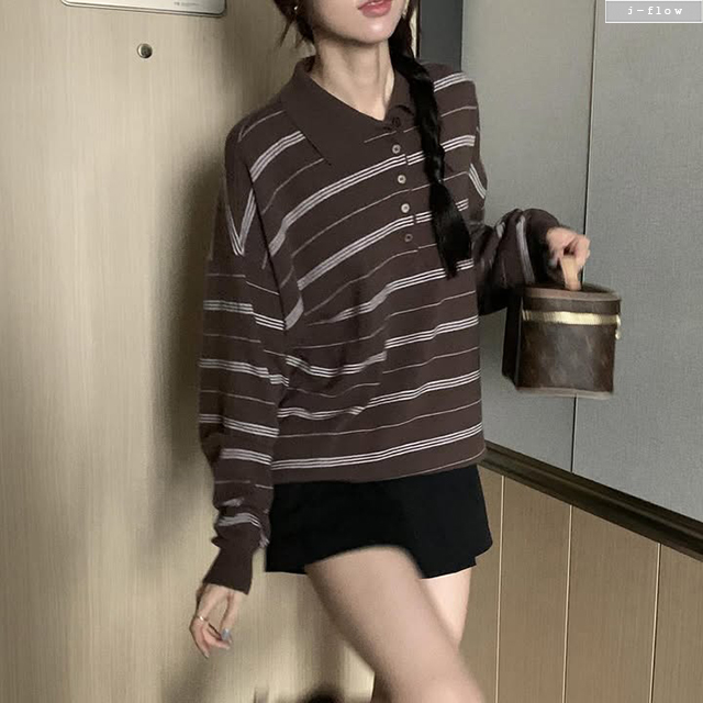 언디 단가라 루즈핏 럭비 니트 6col 가을 봄 카라넥 빈티지 데일리 제이플로우 - 상세 이미지 5