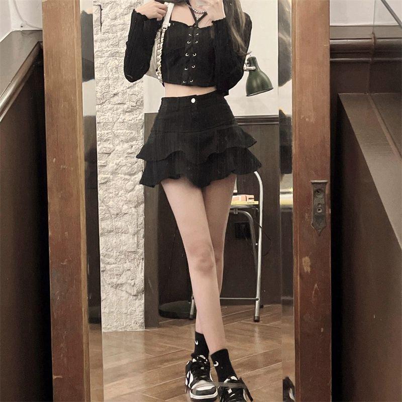 여자 볼륨 치마 미니스커트 플레어 셔링 화이트 S - 상세 이미지 4