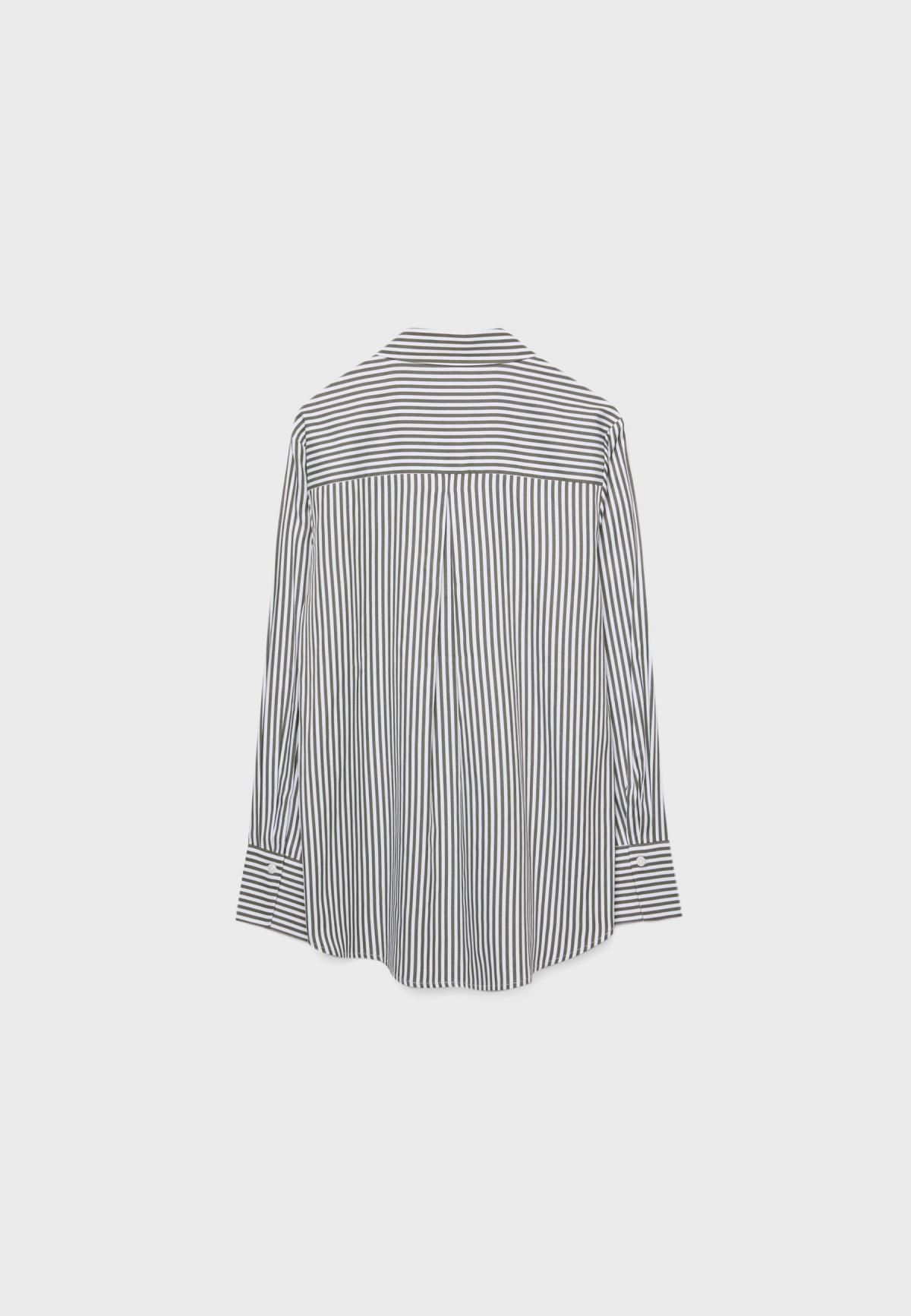 스트라디바리우스 스트라이프 베이직 포플린 포켓 긴팔 셔츠 6010/635 BOTTLE GREEN - 상세 이미지 2
