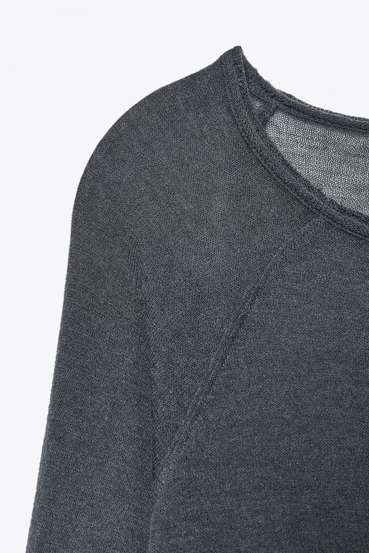 자라 울블렌드 라운드넥 긴팔 티셔츠 4786/454 ANTHRACITE GREY 이미지 8