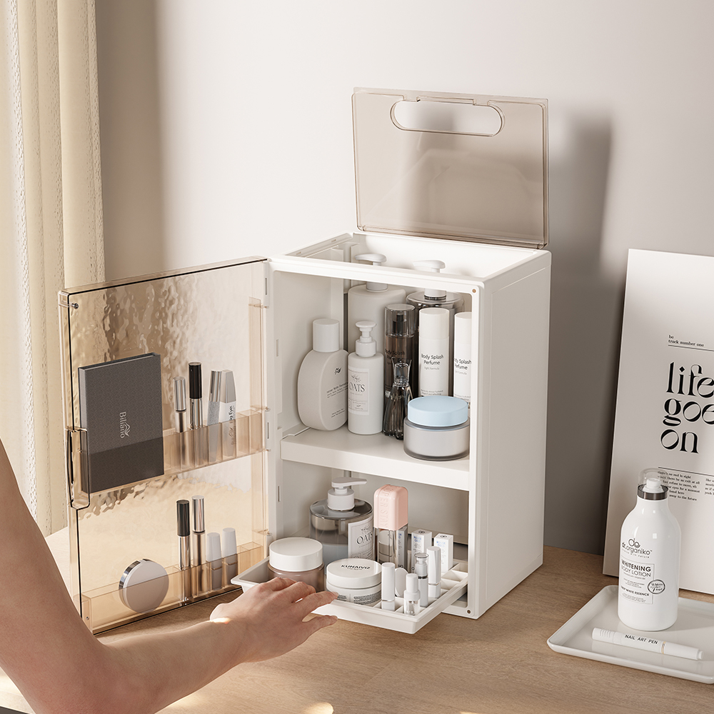 2단 화장품정리함 화장대 립스틱 브러쉬 보관함 정리함 화장품정리대 제품 이미지