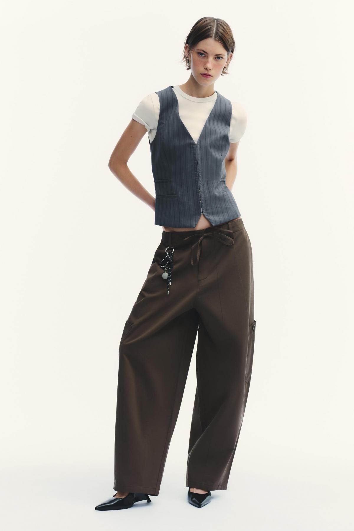 자라 핀스트라이프 테일러드 브이넥 베스트 2010/720 BLUE / GREY - 상세 이미지 2