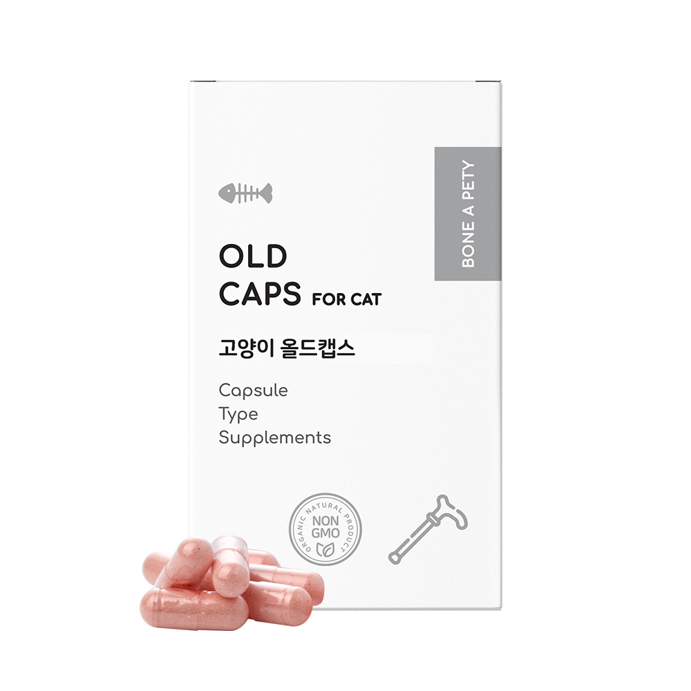 본아페티 노령묘 종합 영양제 올드캡스포캣 고양이 노화 구내염 관절 면역 60캡슐, 1개 - 상품 이미지