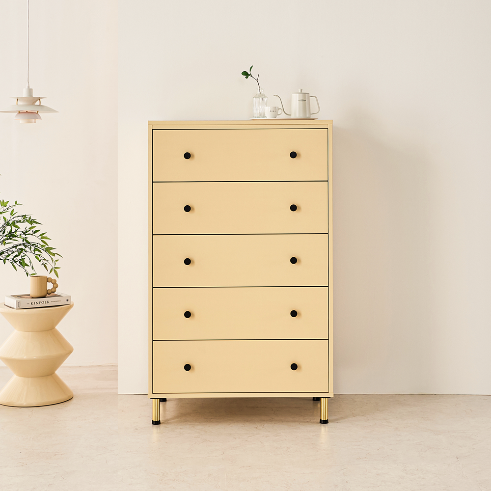 포포노 드레스룸서랍장 깊은 안방 5단서랍장 800x495x1320mm, 5단, 버터옐로우 - 상세 이미지 2