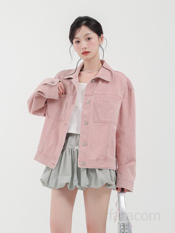 여성 루즈핏 레트로 데님 자켓 가을 데일리 아우터 캐주얼 스타일 여고생 올매치 코디 시크한 청자켓 패션 모던한 디자인 - 상세 이미지 4