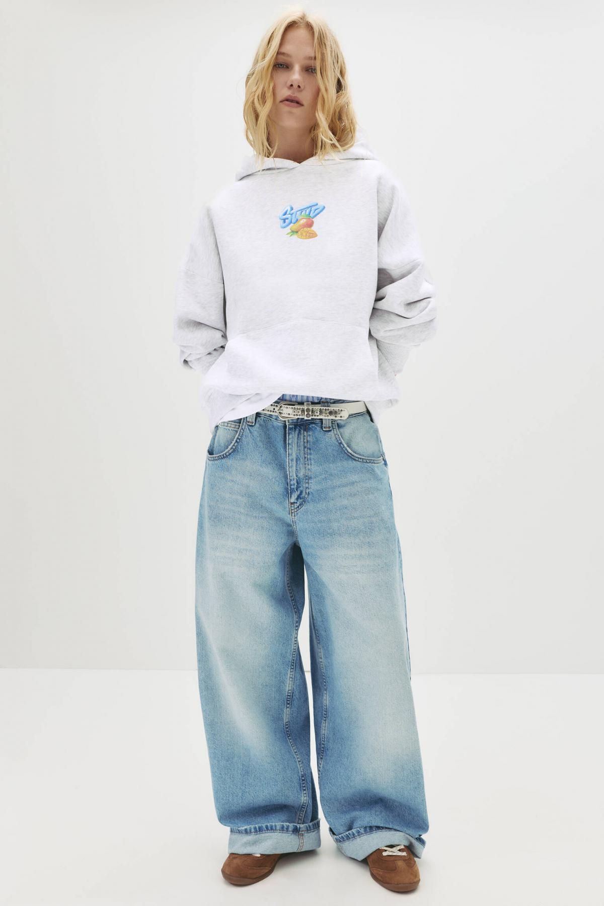 풀앤베어 망고 그래픽 STWD 코튼블렌드 후드티 7560/319 GREY MARL - 상세 이미지 3
