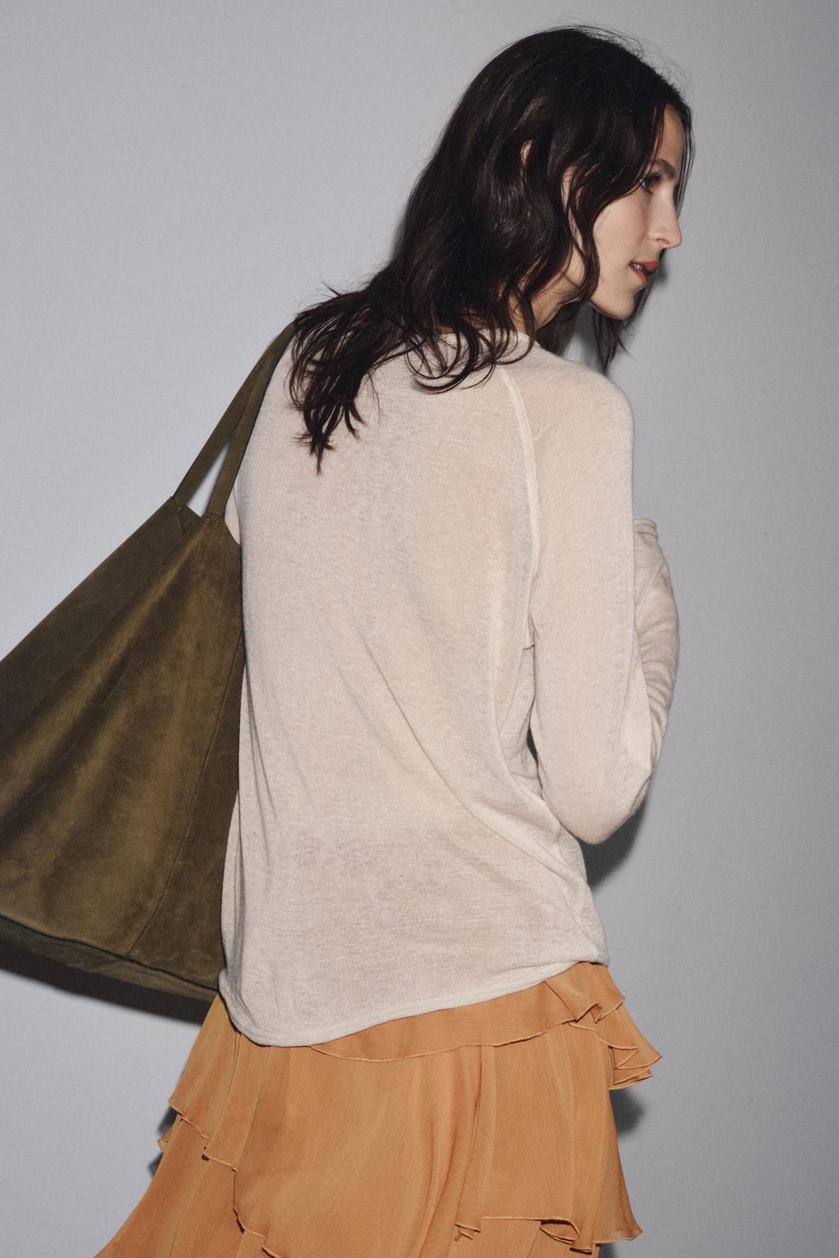 자라 아이보리 울혼방 라운드넥 긴팔 티셔츠 4786/454 ECRU - 상세 이미지 4