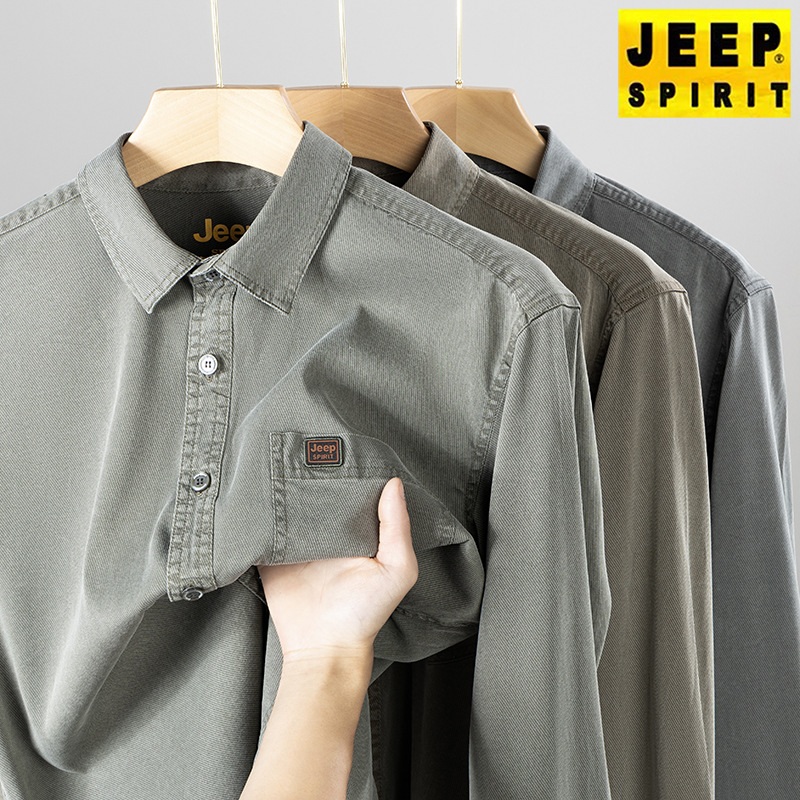 JEEP SPIRIT 2025년 봄 가을 남성 긴팔 셔츠 중년 비즈니스 캐주얼 셔츠 - 상세 이미지 2
