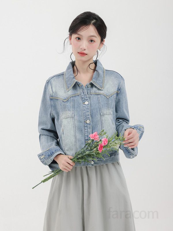 여성 슬림 레트로 자수 데님 재킷 가을용 홍콩 스타일 데일리 캐주얼 아우터 편안한 착용감 유니크한 디자인 모던한 매력 - 상세 이미지 4