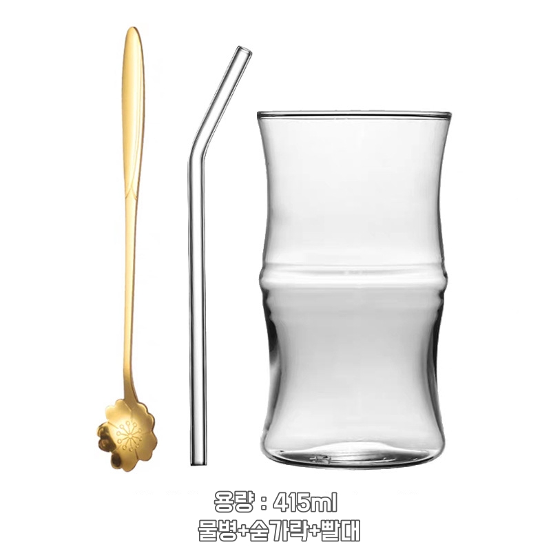 대나무결 투명 유리컵 415ml - 상세 이미지 4
