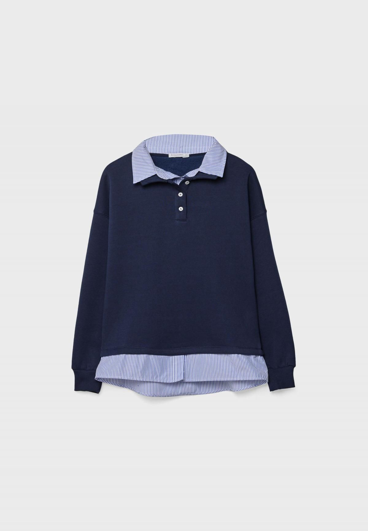 스트라디바리우스 테크니컬 배색 셔츠 레이어드 폴로 맨투맨 6639/339 NAVY BLUE - 상품 이미지