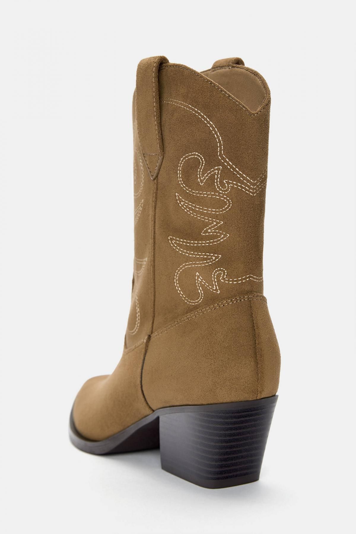 풀앤베어 웨스턴 하이힐 카우보이 앵클부츠 브라운 1109/641 SAND - 상세 이미지 4