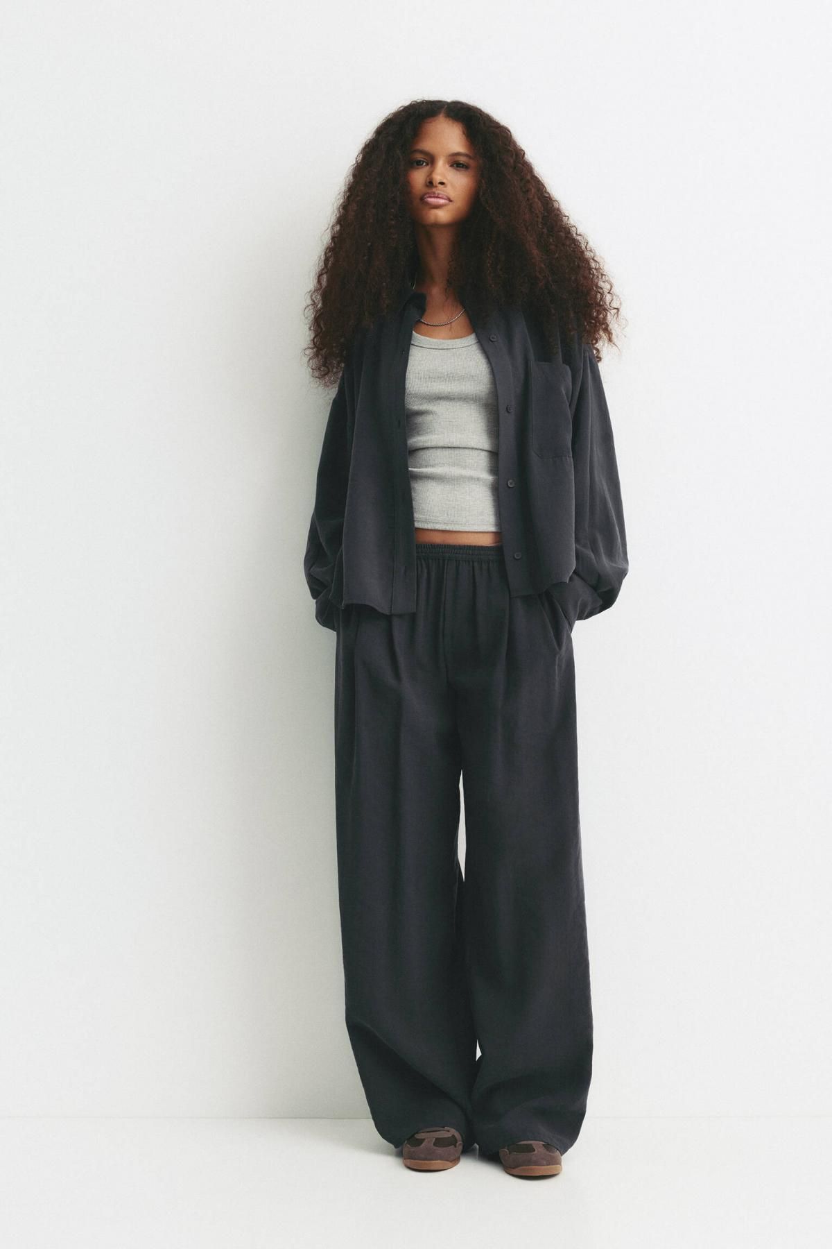 풀앤베어 와이드 다트 스마트 팬츠 7675/389 GREY MARL - 상세 이미지 2