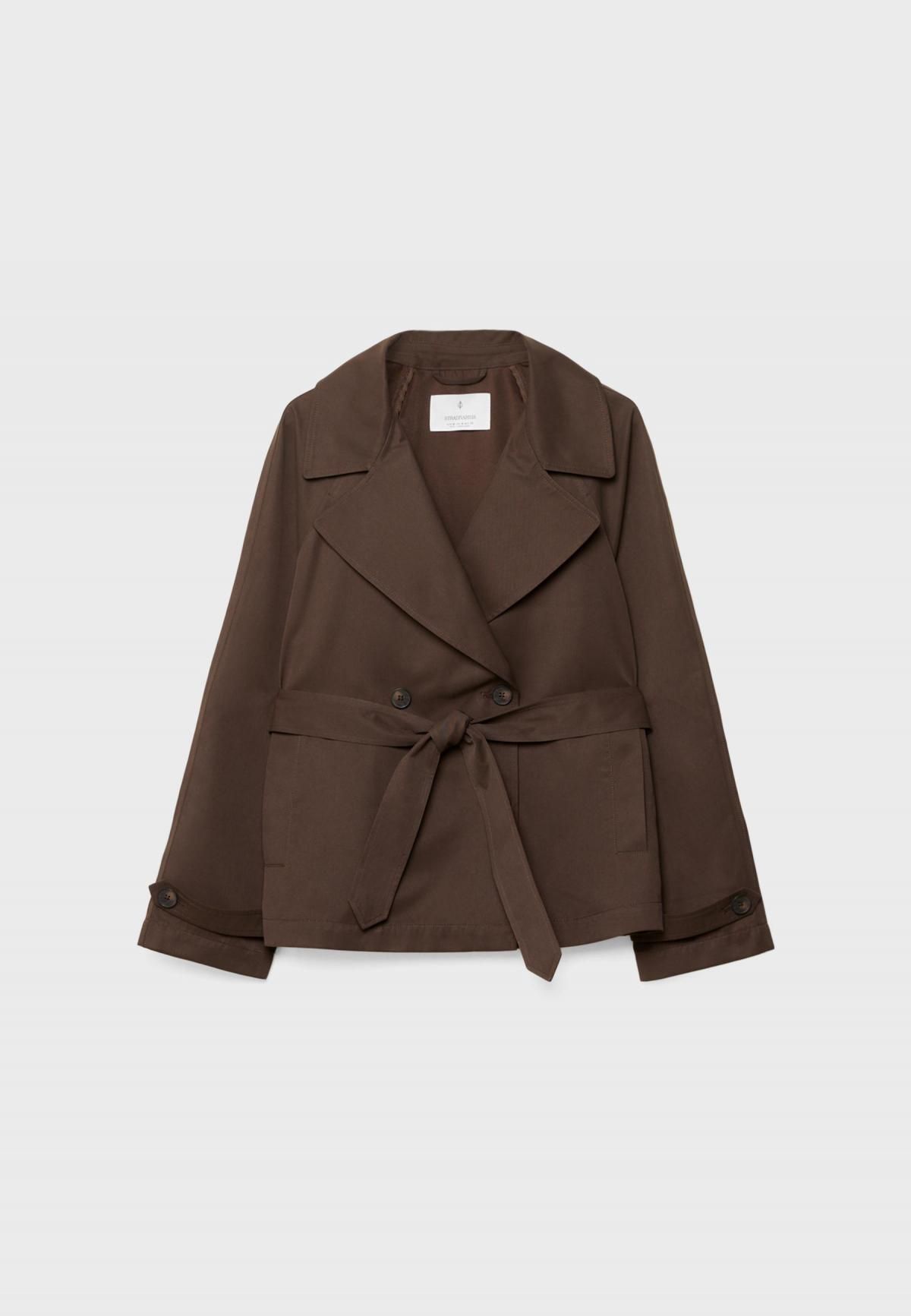 스트라디바리우스 모던 브라운 벨트 숏 트렌치코트 1788/638 BROWN - 메인 이미지
