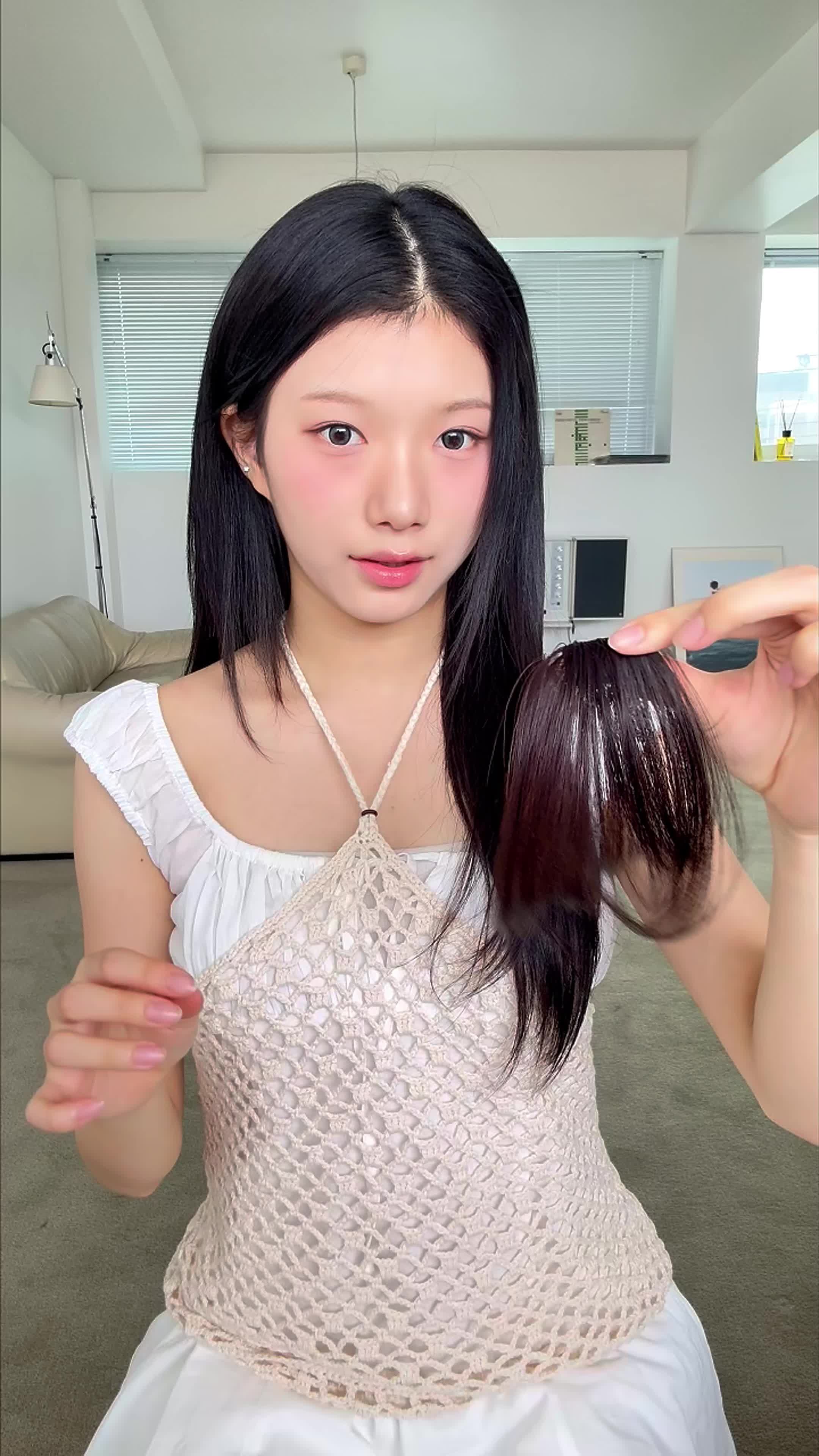 수시뱅 시스루뱅 테일 소프트 풀뱅 100% 인모 앞머리 가발 헤어피스 부분 붙임머리