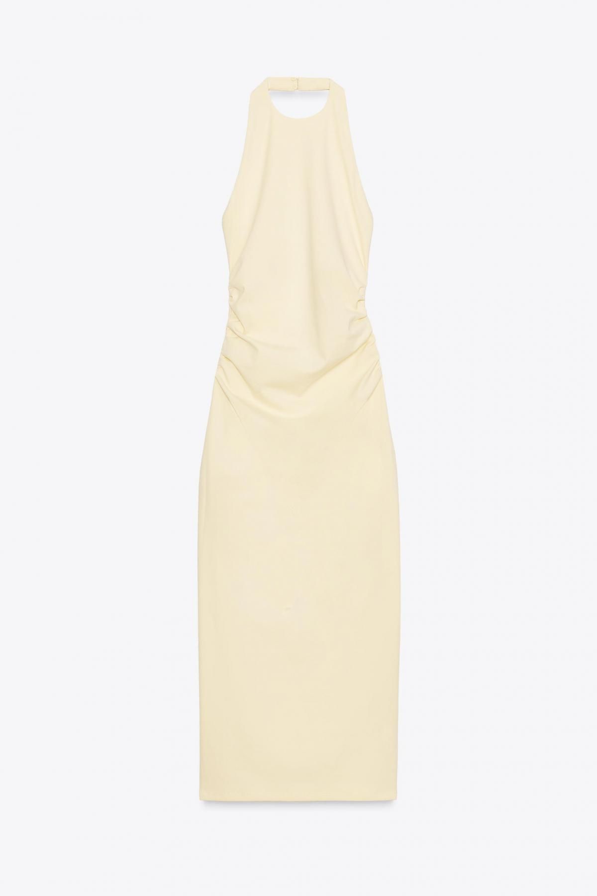 자라 미니멀 드레이프 홀터넥 미디 원피스 3641/811 YELLOW - 메인 이미지