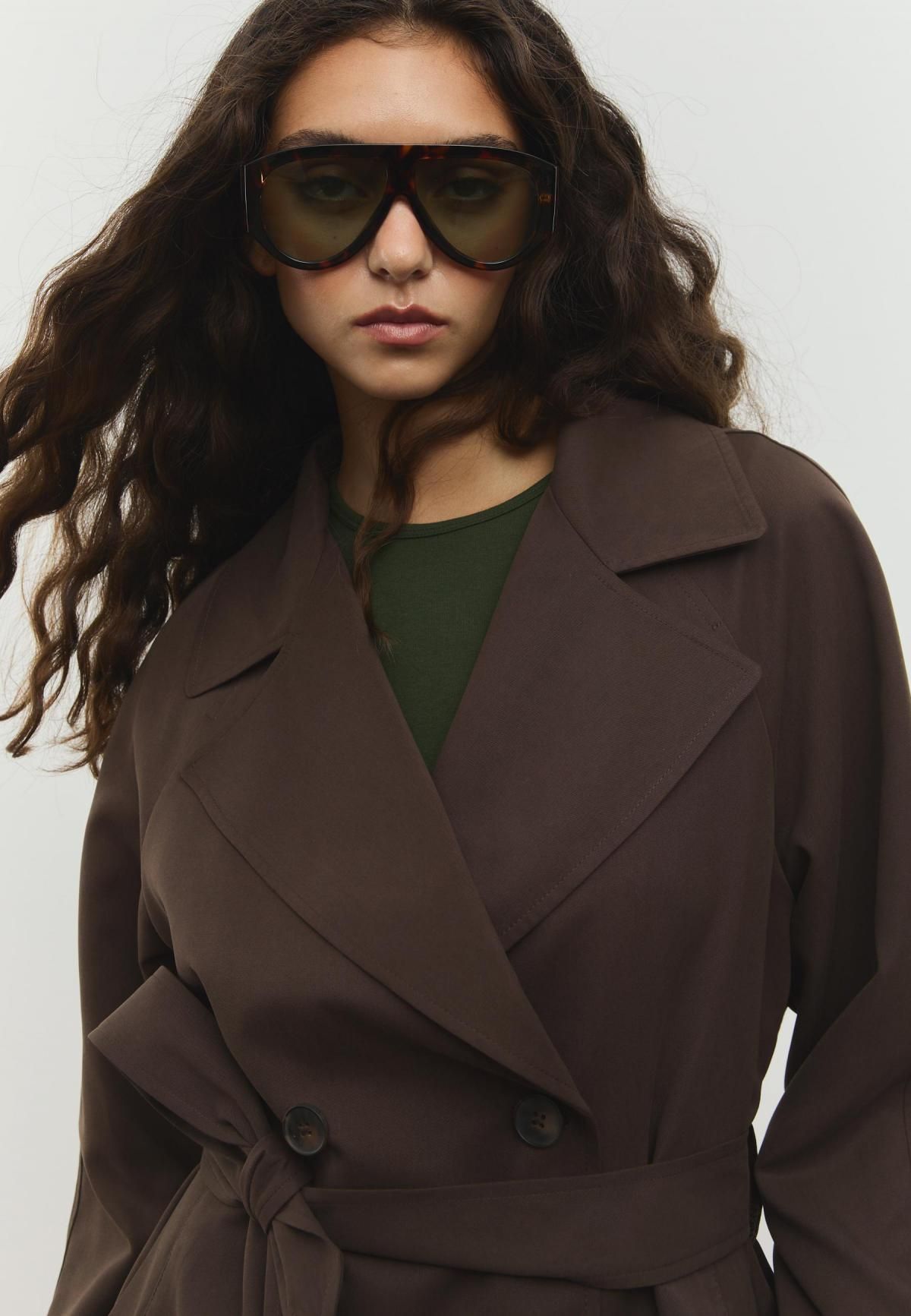 스트라디바리우스 모던 브라운 벨트 숏 트렌치코트 1788/638 BROWN - 상세 이미지 4