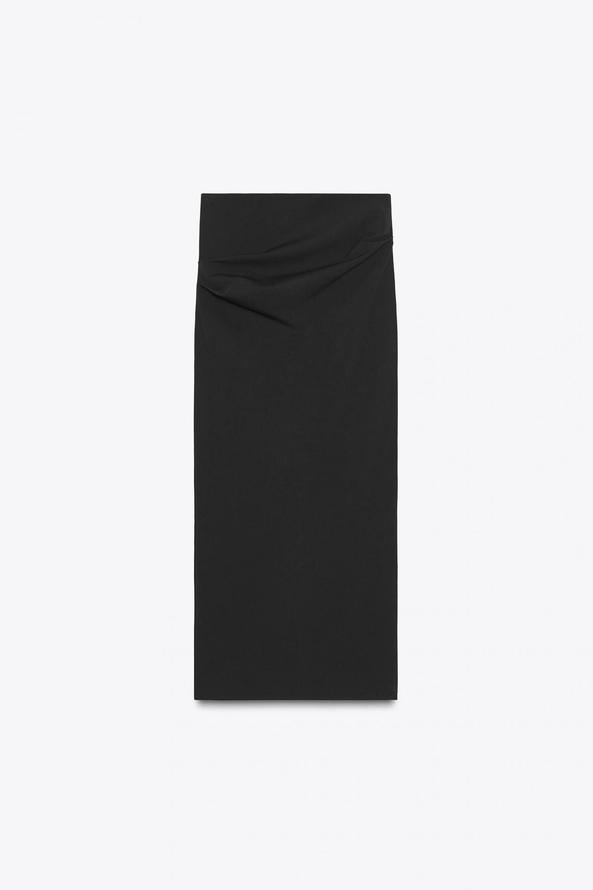 자라 텍스처 하이웨이스트 미디 스커트 3641/813 BLACK - 메인 이미지