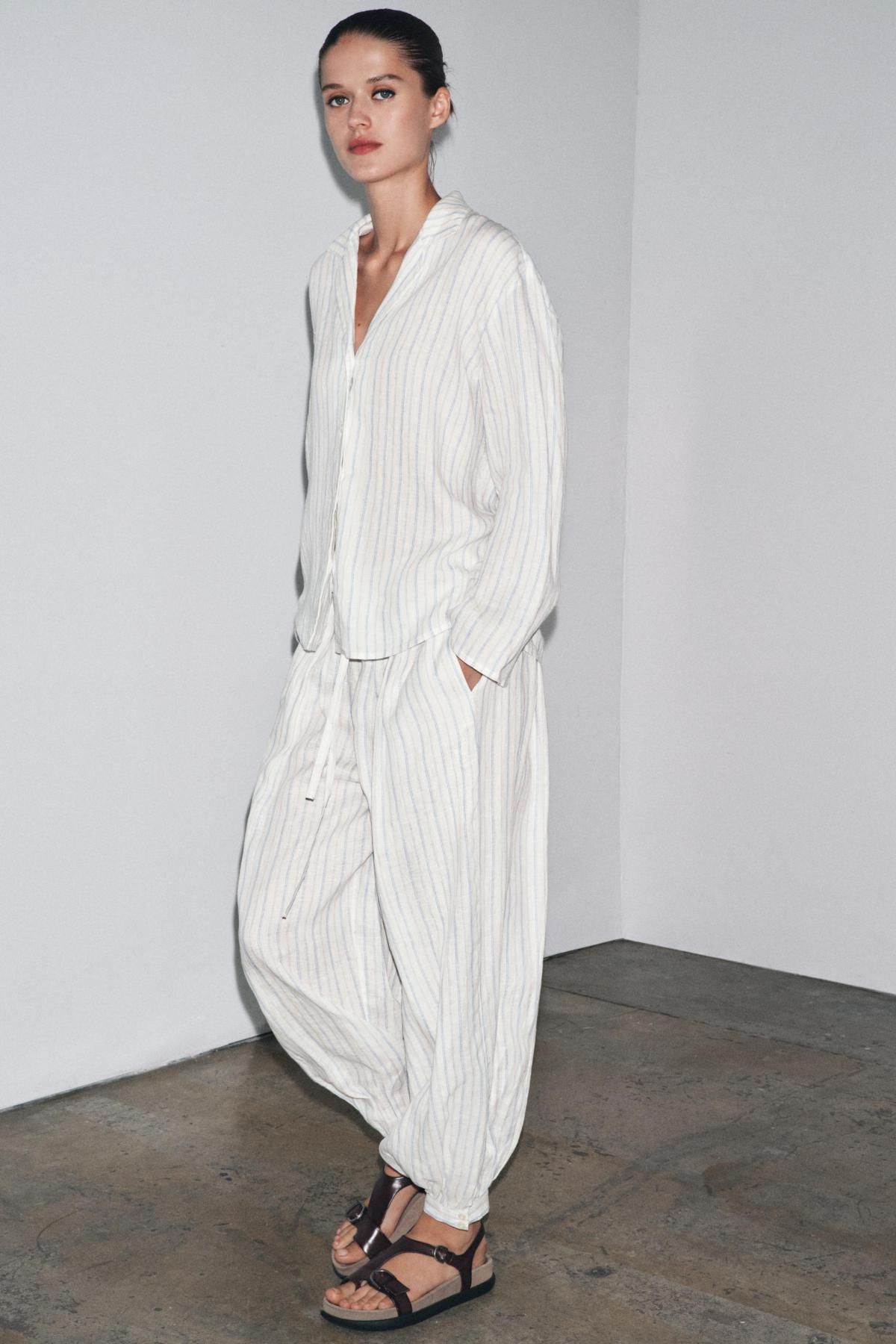 자라 린넨 스트라이프 벌룬 팬츠 3736/249 STRIPED - 상세 이미지 2