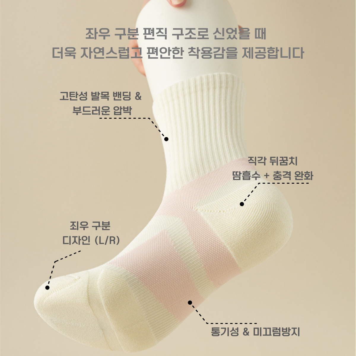 여성 고탄력 스포츠 테니스 양말 등산 마라톤 양발맞춤 압박 - 상세 이미지 5