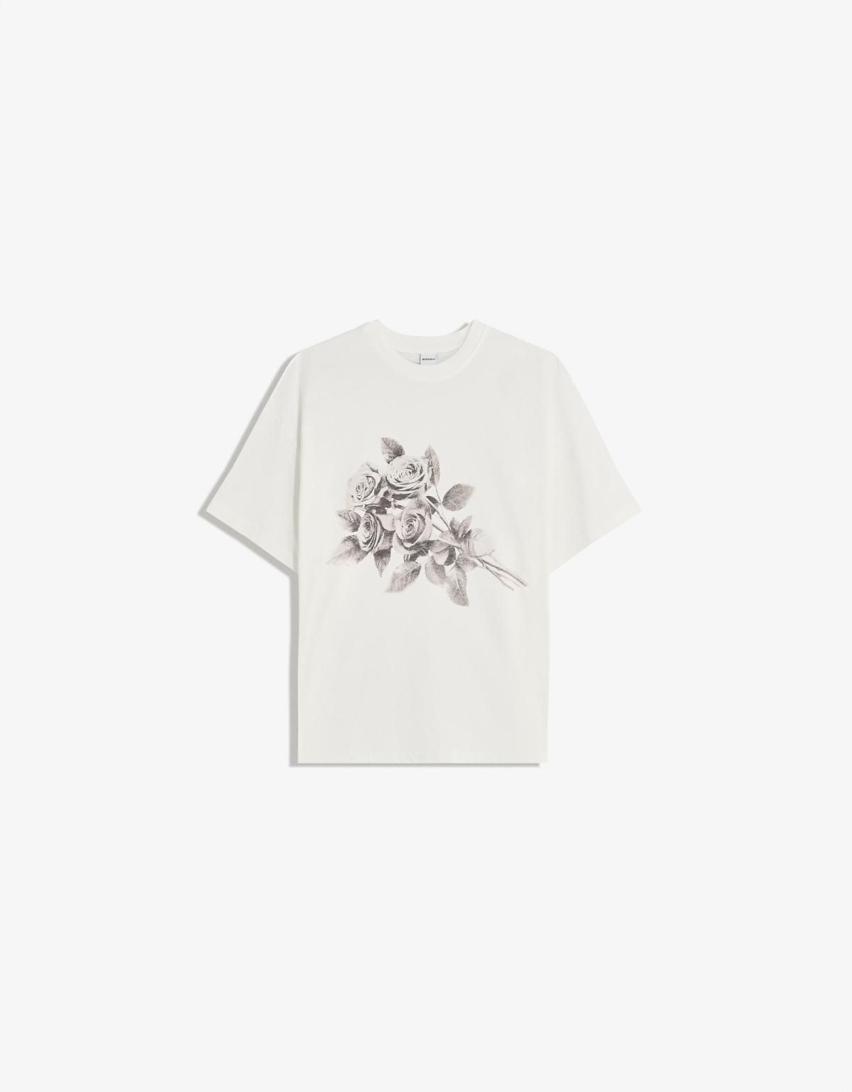 버쉬카 오버핏 프린트 반팔 티셔츠 7604/033 WHITE - 상품 이미지