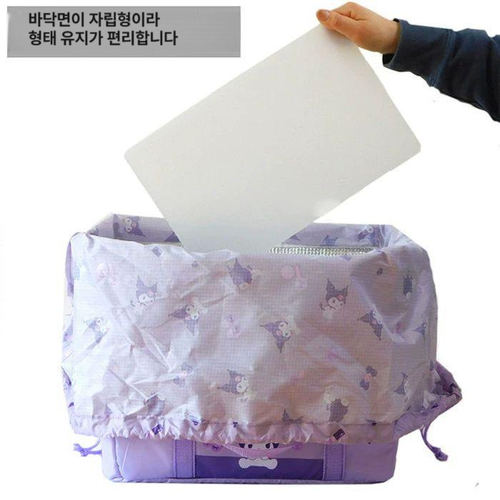 산리오 대형 보냉백 쿨러백 대용량 슈퍼마켓 쇼핑백 캠핑 피크닉 아이스백 끈 묶는 보관 플라워-K키티 - 상세 이미지 5