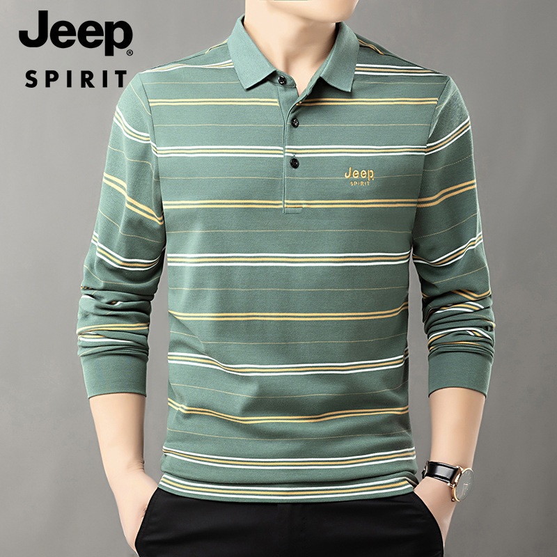 JEEP SPIRIT 봄 가을 남성용 폴라 셔츠 비즈니스 캐주얼 심플 통기성 티셔츠 - 상세 이미지 2