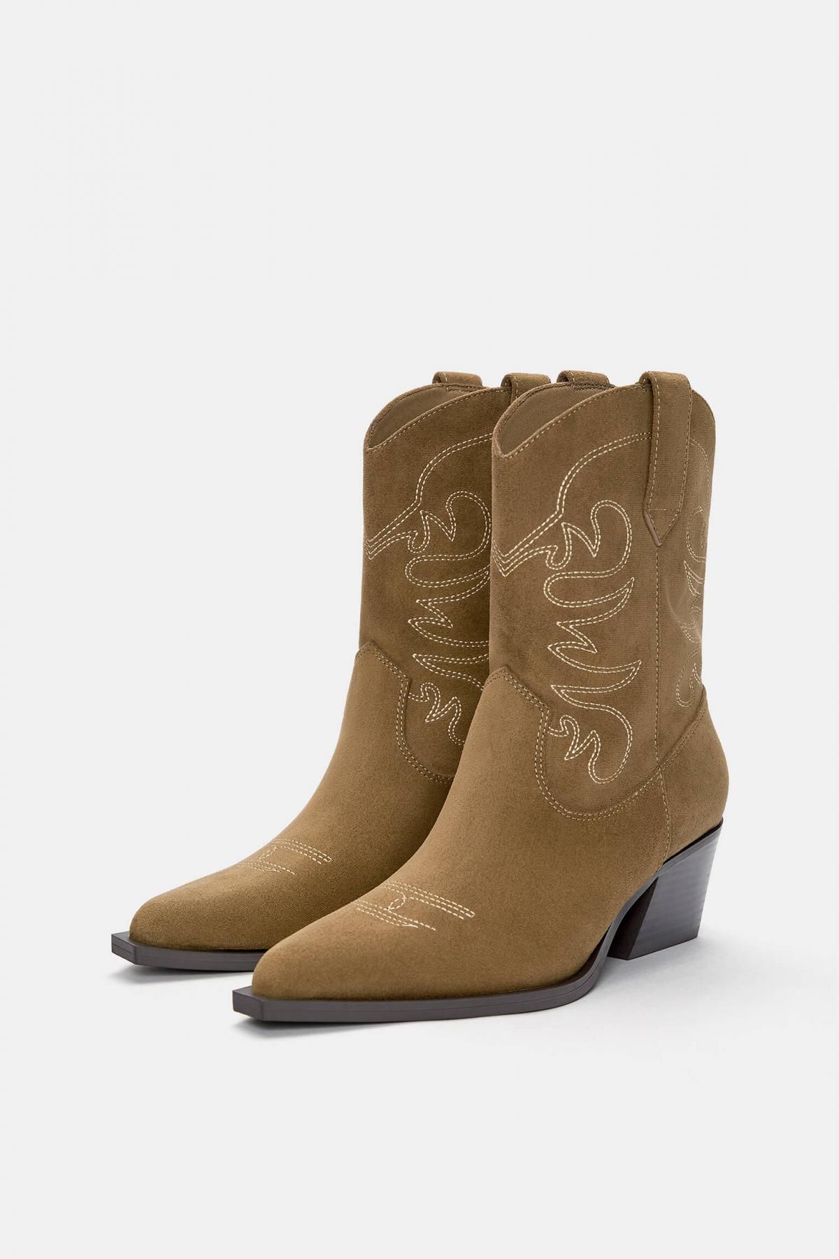 풀앤베어 웨스턴 하이힐 카우보이 앵클부츠 브라운 1109/641 SAND - 상세 이미지 3