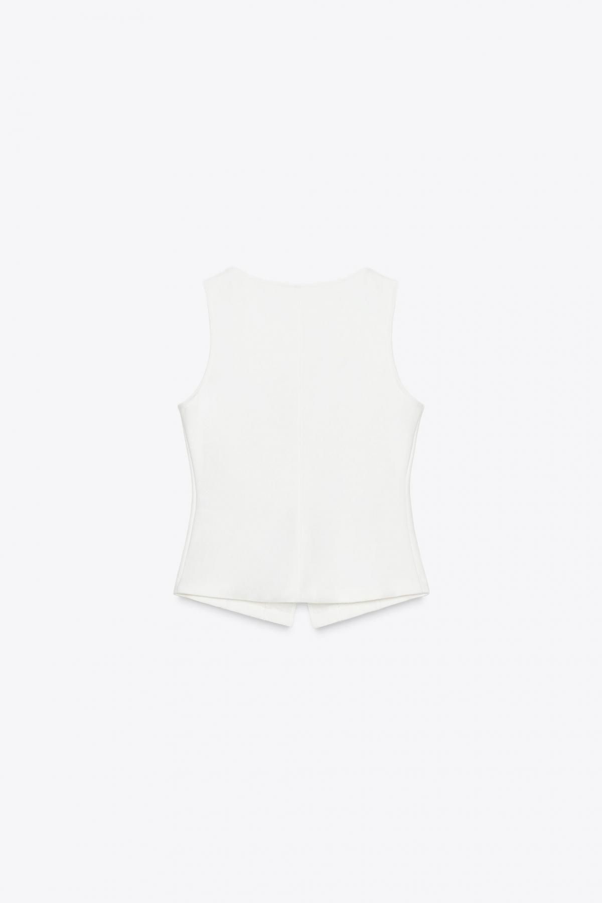 자라 에센셜 화이트 테일러드 버튼 베스트 0858/460 OYSTER-WHITE - 상세 이미지 2