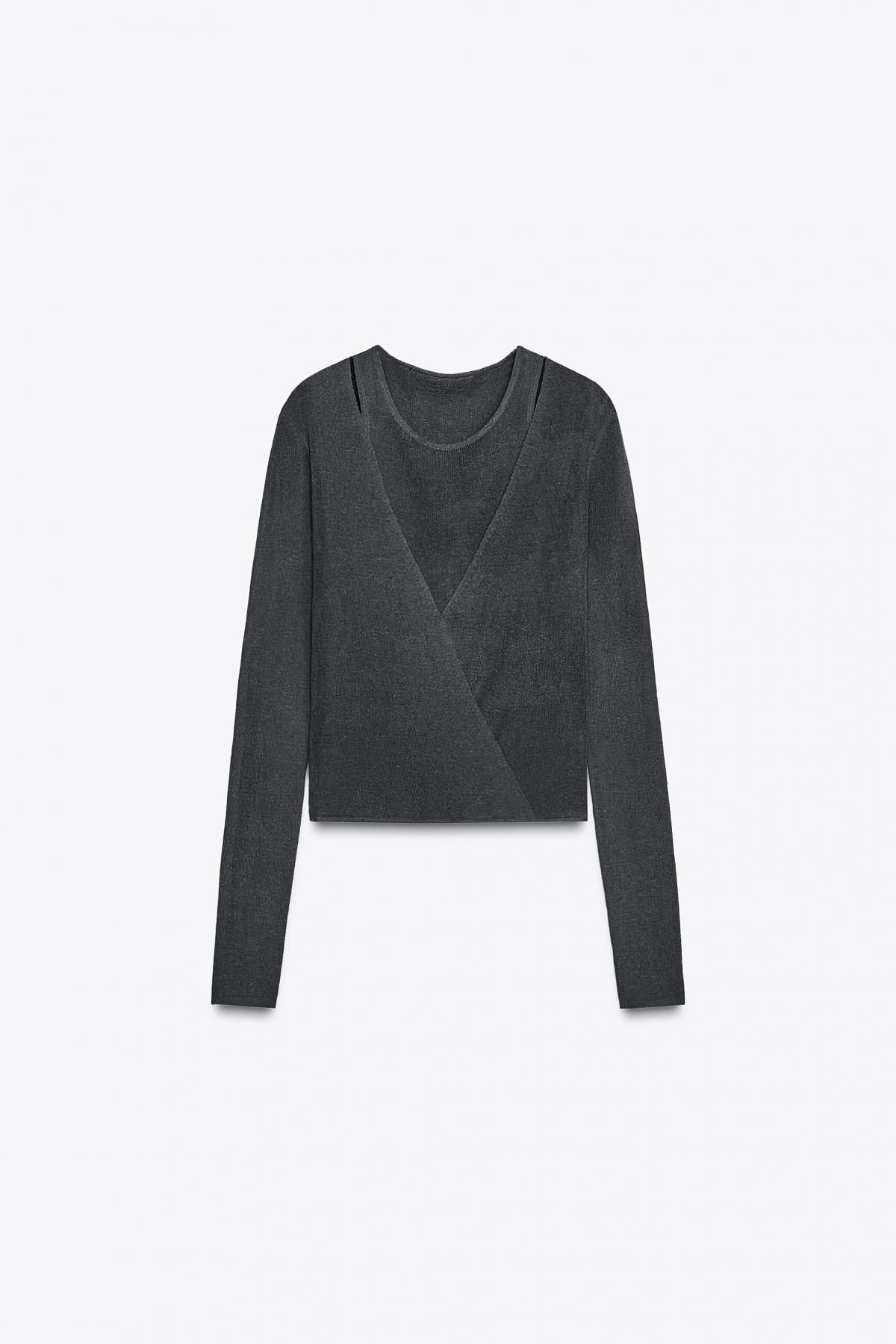 자라 멀티웨이 레이어드 라운드넥 니트 탑 2893/173 NAVY BLUE - 상품 이미지