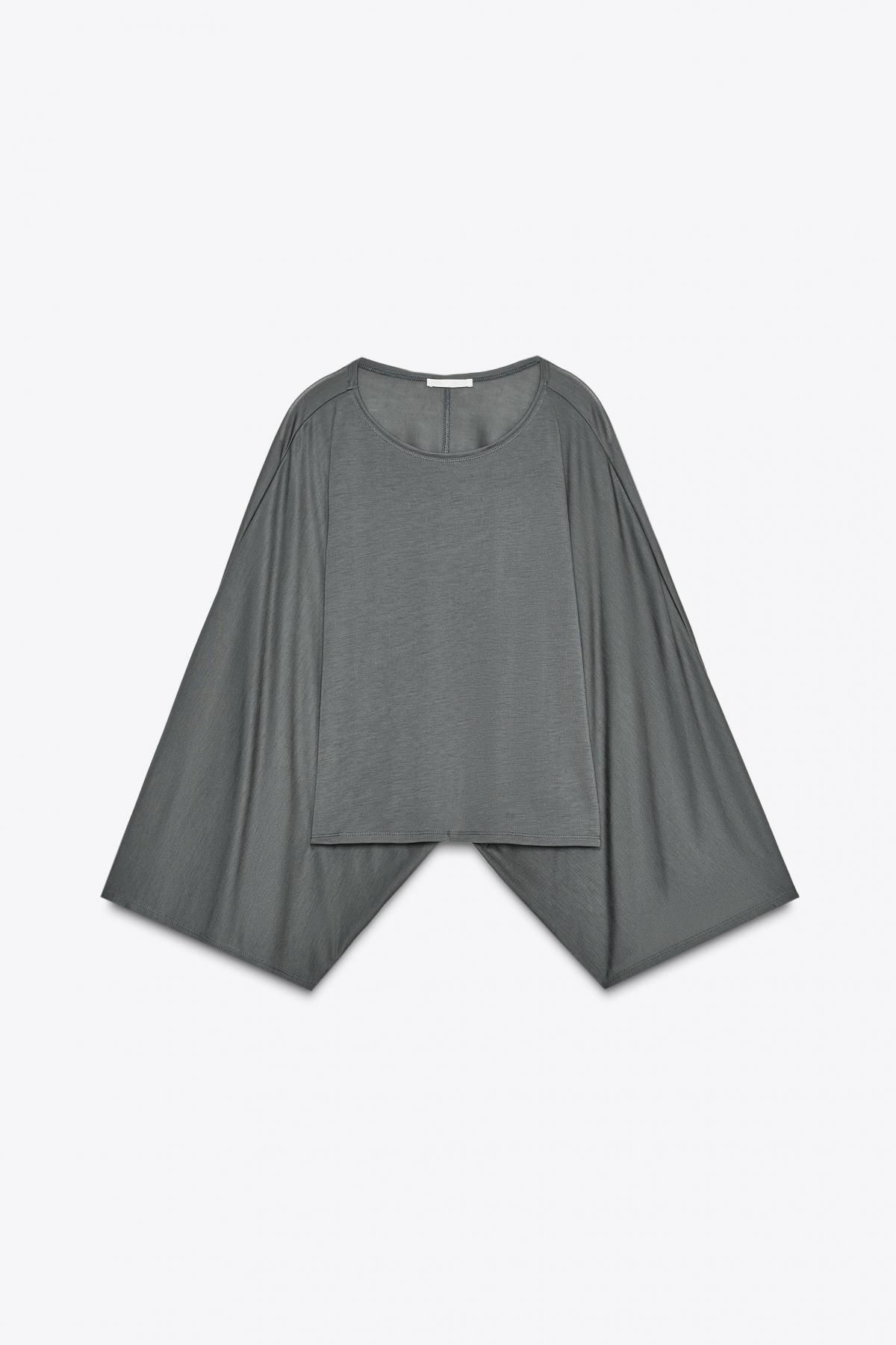 자라 라운드넥 롱슬리브 비대칭 케이프 0858/699 ANTHRACITE GREY - 메인 이미지
