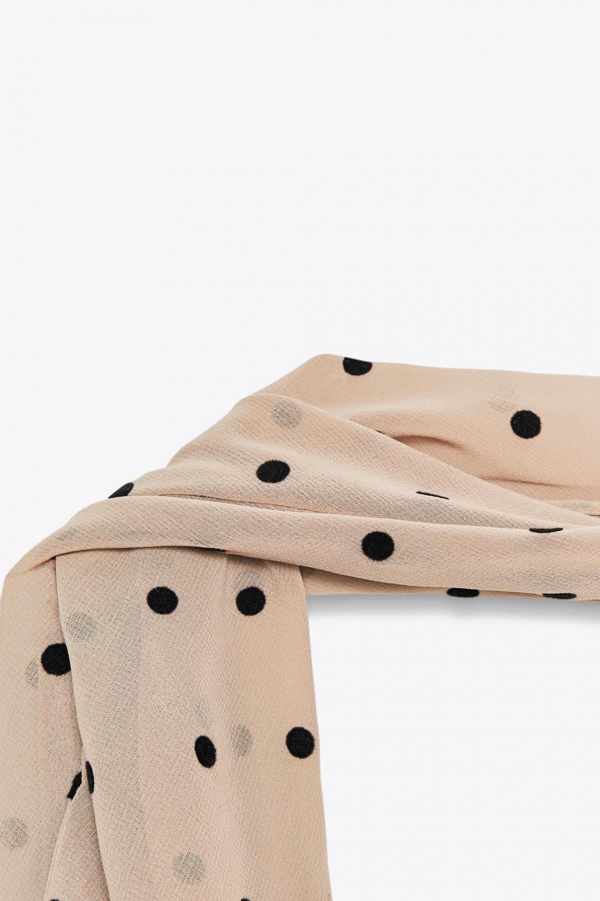 자라 도트 패턴 스카프 홀터넥 민소매 탑 2180/135 BEIGE - 상세 이미지 4