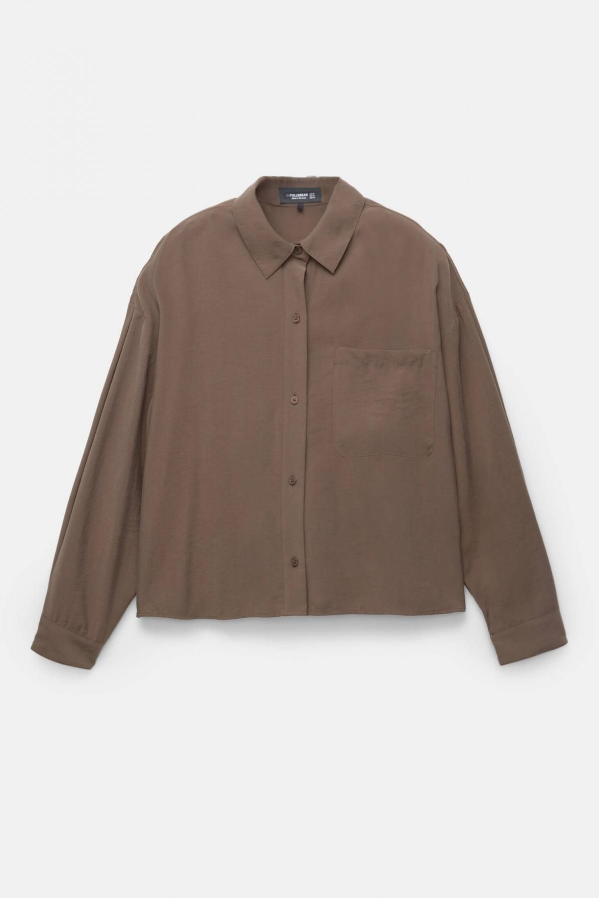 풀앤베어 미니멀 베이직 포켓 긴팔 셔츠 7472/389 BROWN - 메인 이미지