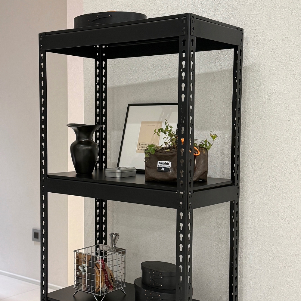 폴던스랙 올스틸 홈 카페 거실 수납 선반 인테리어 선반장 1000x400x1500mm, 4단, 아이보리 - 상세 이미지 4