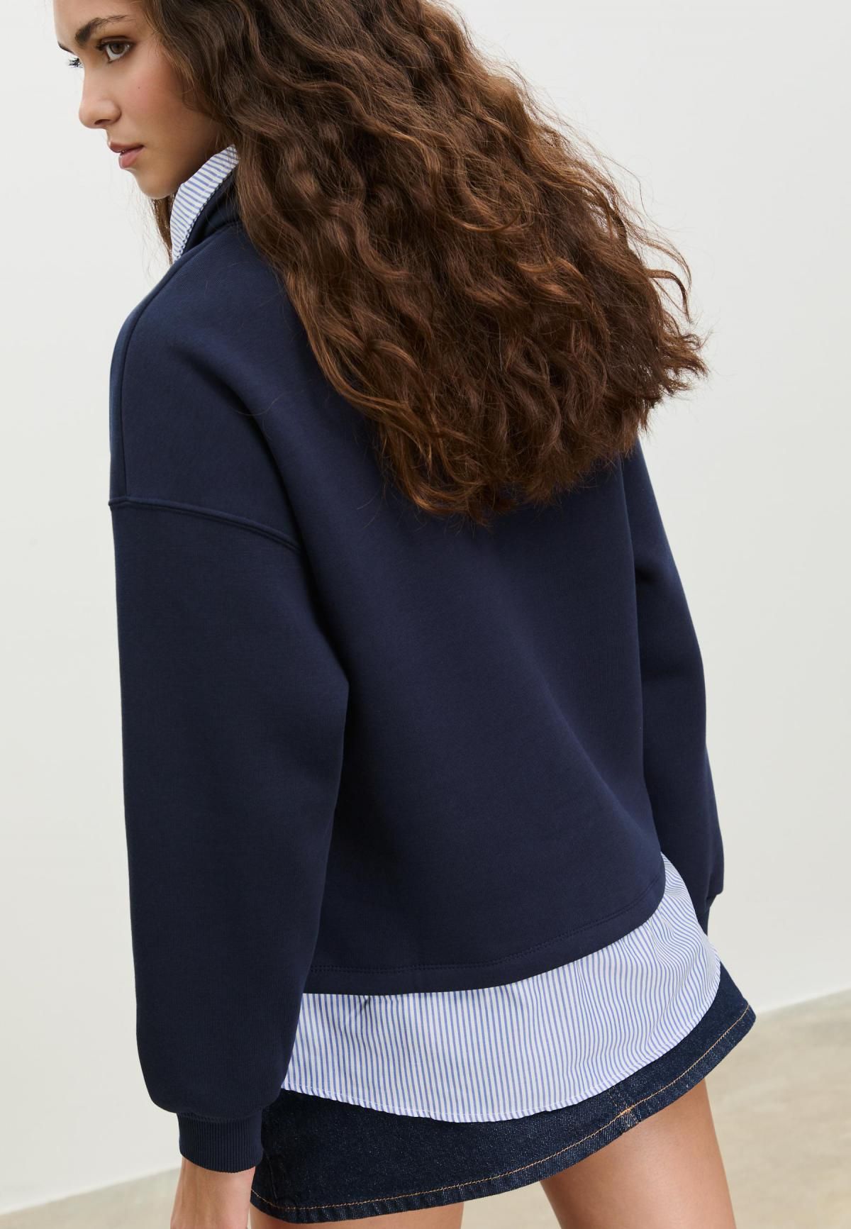 스트라디바리우스 테크니컬 배색 셔츠 레이어드 폴로 맨투맨 6639/339 NAVY BLUE - 상세 이미지 4