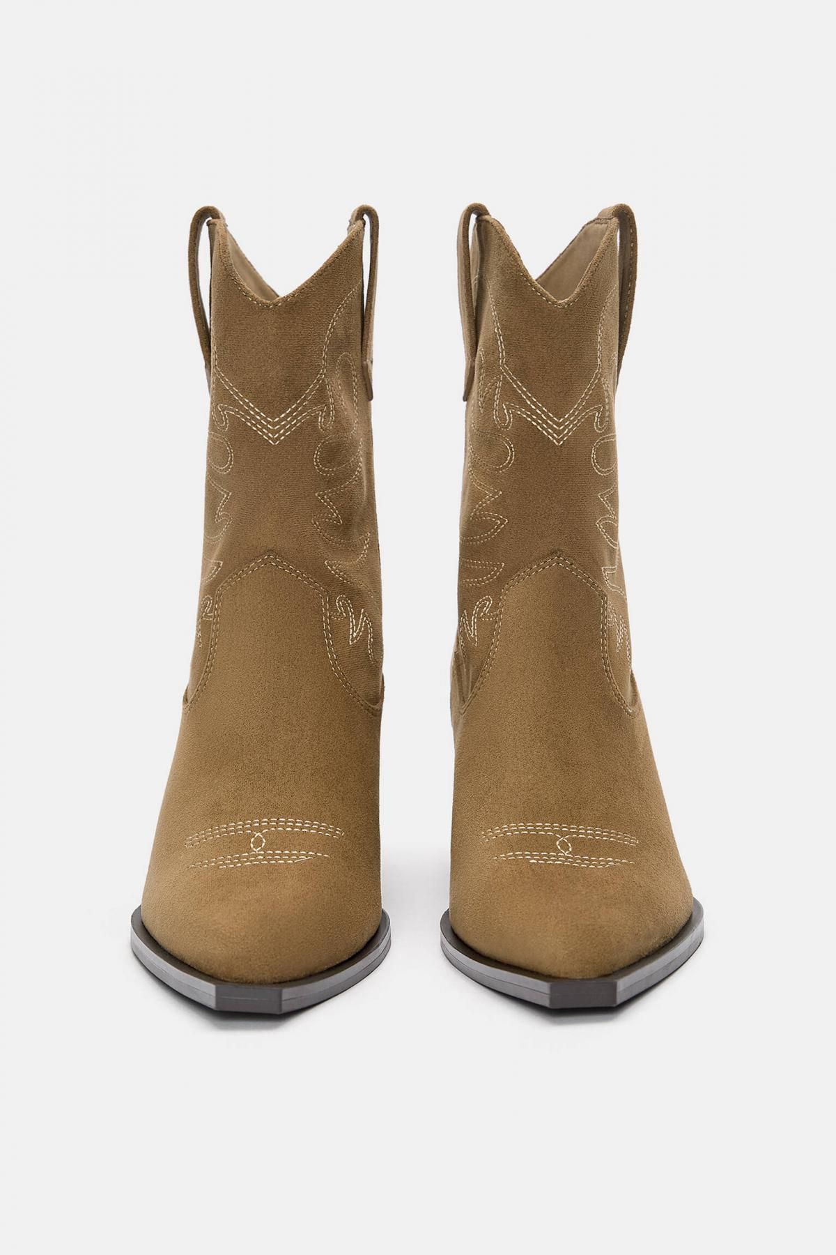 풀앤베어 웨스턴 하이힐 카우보이 앵클부츠 브라운 1109/641 SAND - 상세 이미지 5