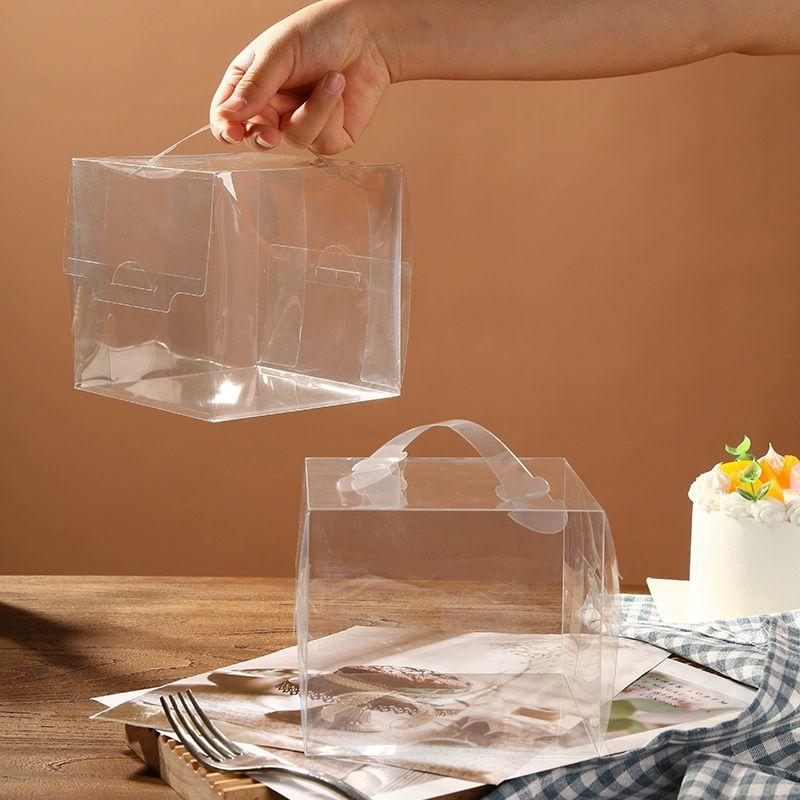 투명케이크상자 케이크상자 케익상자 롤케이크 컵케이크 답례품 13x13x11cm 바닥 받침 포함 50세트 - 상품 이미지
