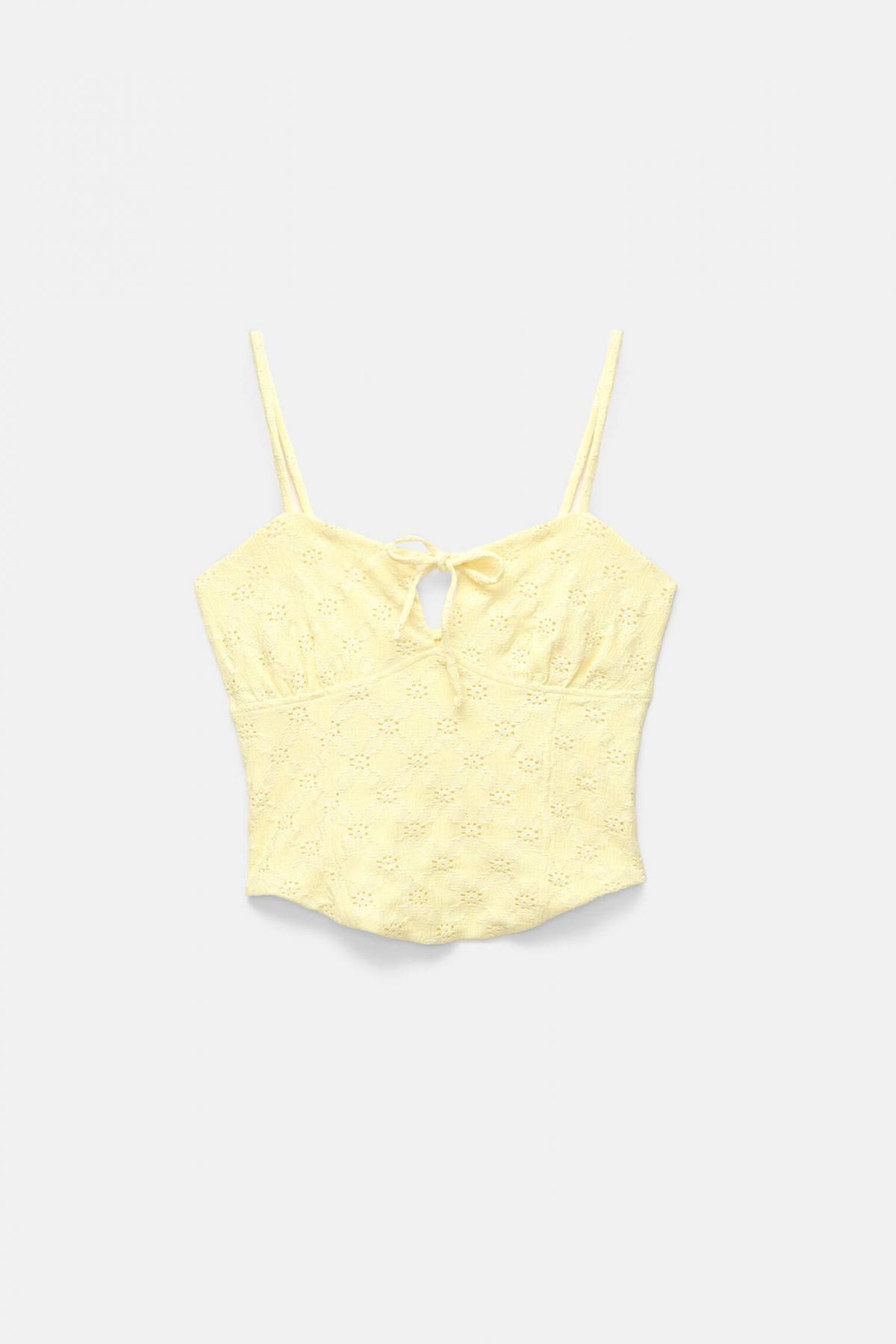 풀앤베어 스위스 자수 코르셋 민소매 탑 7152/361 YELLOW - 상품 이미지